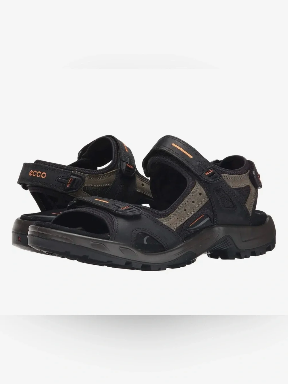 Ecco Men’s Off-road Yucatán Black and Brown Outdoor Leather Sport Sandals